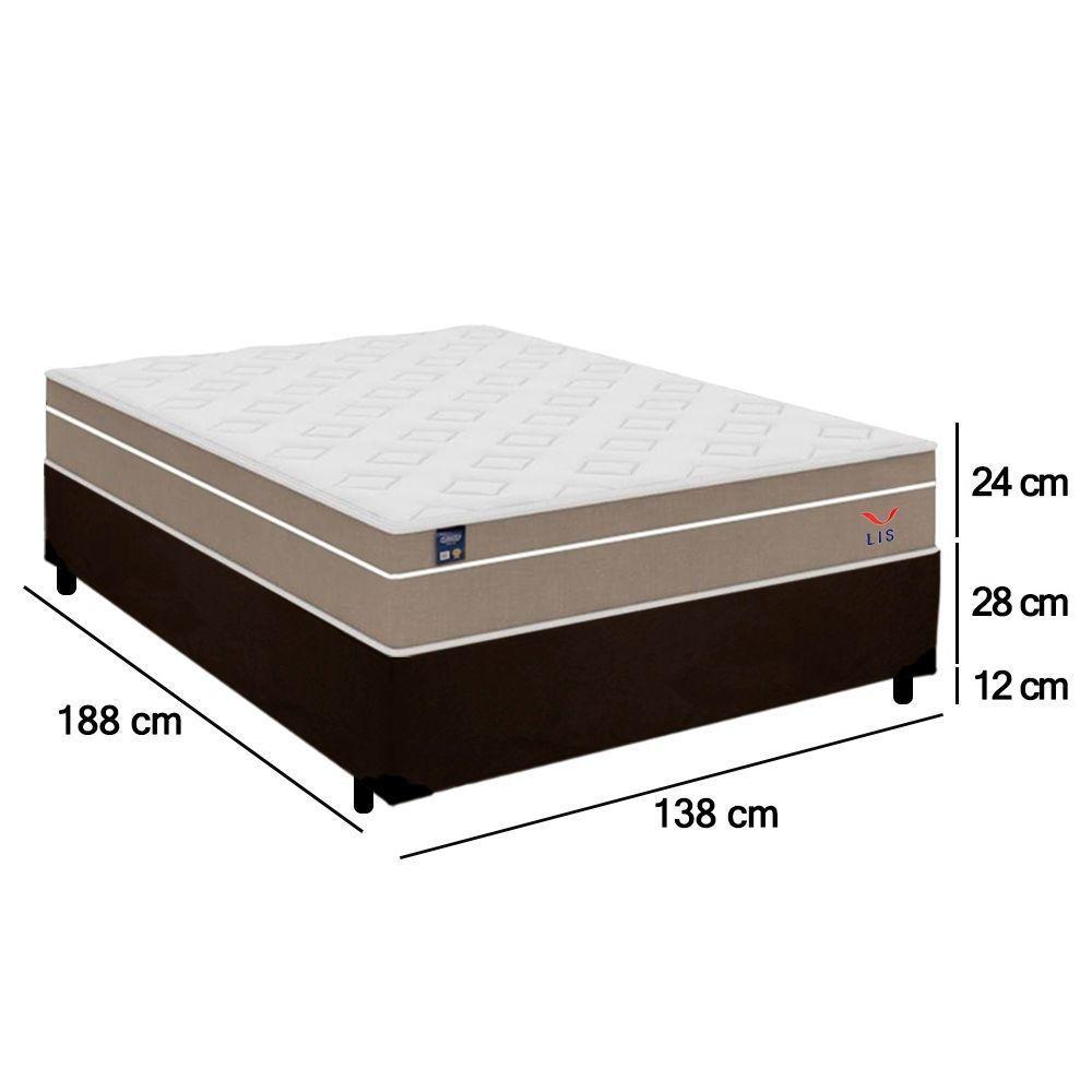 Cama Box Casal Suede + Colchão Lis Molas Ensacadas Plumatex 138cm Marrom - 4