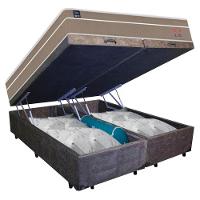 Cama Box Baú Casal Bipartido Suede + Colchão Lis Molas Ensacadas Plumatex 138cm Marrom - 5