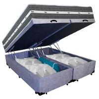 Cama Box Baú Casal Bipartido Suede + Colchão Anjos Black Graphite Molas Ensacadas 138x188x64cm Cinza - 5