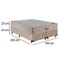 Cama Box King Bipartido Suede + Colchão Ortobom Airtech Molas Ensacadas 193x203x65 Bege - 2