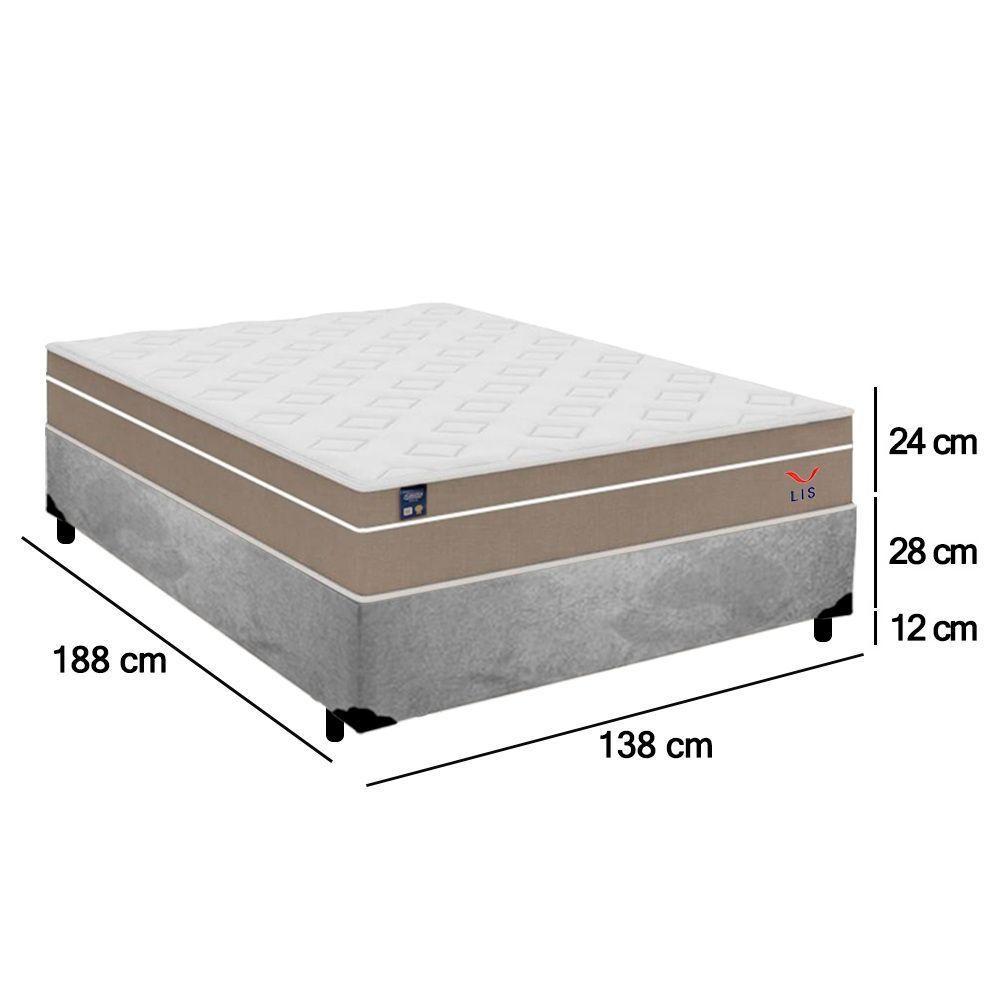Cama Box Casal Suede + Colchão Lis Molas Ensacadas Plumatex 138x188x64cm Cinza - 4