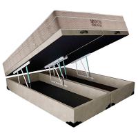 Cama Box Baú King Suede Bipartido + Colchão Ortobom Airtech Molas Ensacadas 193x203x65 Bege - 5