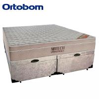 Cama Box Baú King Suede Bipartido + Colchão Ortobom Airtech Molas Ensacadas 193x203x65 Bege - 7