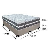 Cama Box Casal Bipartido Sintético + Colchão Anjos Black Graphite Molas Ensacadas 138x188x64cm Branco - 3