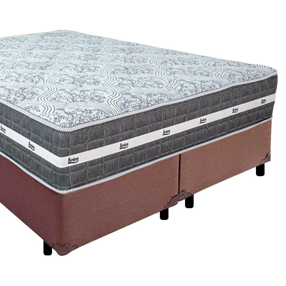 Cama Box Casal Bipartido Sintético + Colchão Anjos Black Graphite Molas Ensacadas 138x188x64cm Marrom - 5