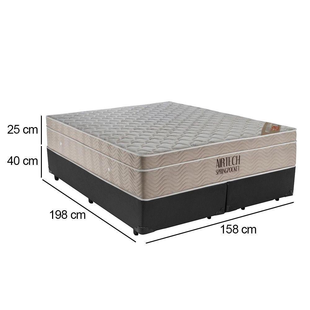 Cama Box Queen Bipartido Sintético + Colchão Ortobom Airtech Molas Ensacadas 158x198x65 Cinza - 3
