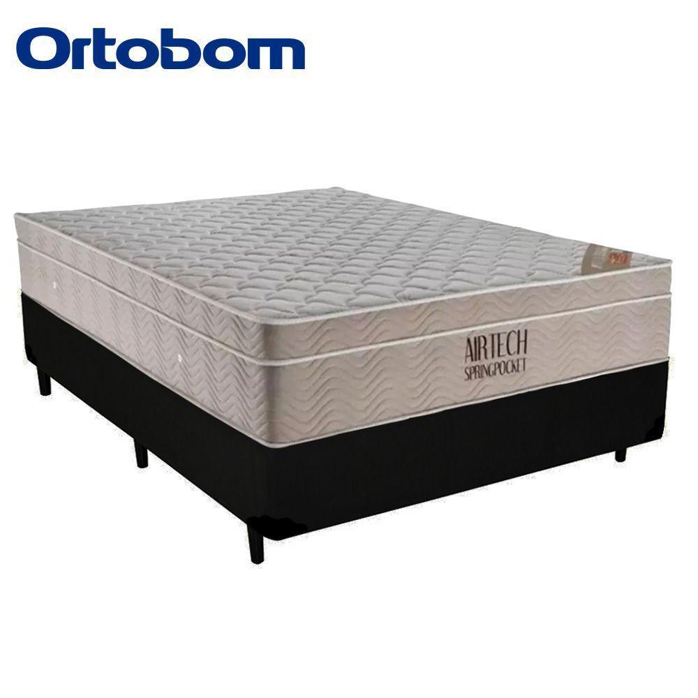Cama Box Casal Suede + Colchão Ortobom Airtech Molas Ensacadas 138x188x65 Preto - 5