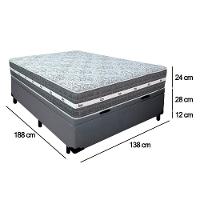 Cama Box Baú Casal Sintético + Colchão Anjos Black Graphite Molas Ensacadas 138x188x64cm Cinza - 2