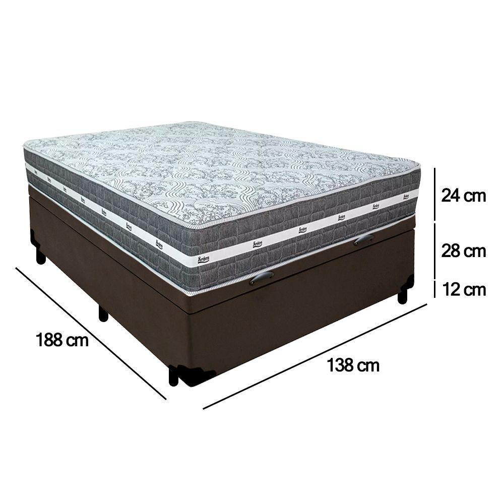 Cama Box Baú Casal Sintético + Colchão Anjos Black Graphite Molas Ensacadas 138x188x64cm Marrom - 4