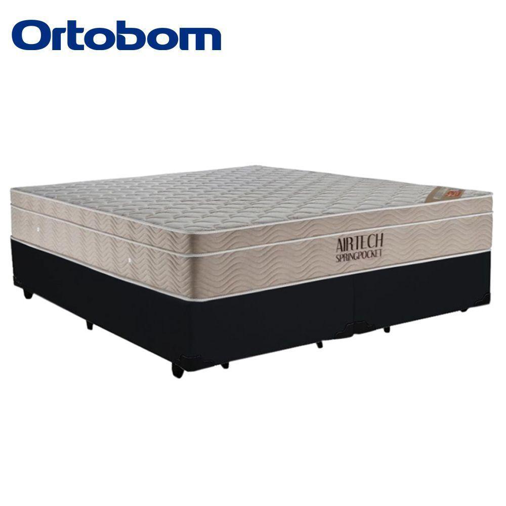 Cama Box Queen Bipartido Suede + Colchão Ortobom Airtech Molas Ensacadas 158x198x65 Preto - 5