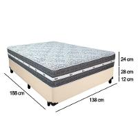Cama Box Casal Sintético + Colchão Anjos Black Graphite Molas Ensacadas 138x188x64cm Bege