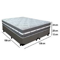 Cama Box Casal Bipartido Sintético + Colchão Anjos Black Graphite Molas Ensacadas 138x188x64cm Cinza - 3