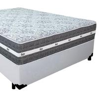 Cama Box Casal Sintético + Colchão Anjos Black Graphite Molas Ensacadas 138x188x64cm Branco - 5