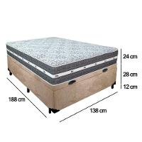 Cama Box Baú Casal Suede + Colchão Anjos Black Graphite Molas Ensacadas 138x188x64cm Bege - 3