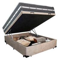 Cama Box Baú Casal Suede + Colchão Anjos Black Graphite Molas Ensacadas 138x188x64cm Bege - 7