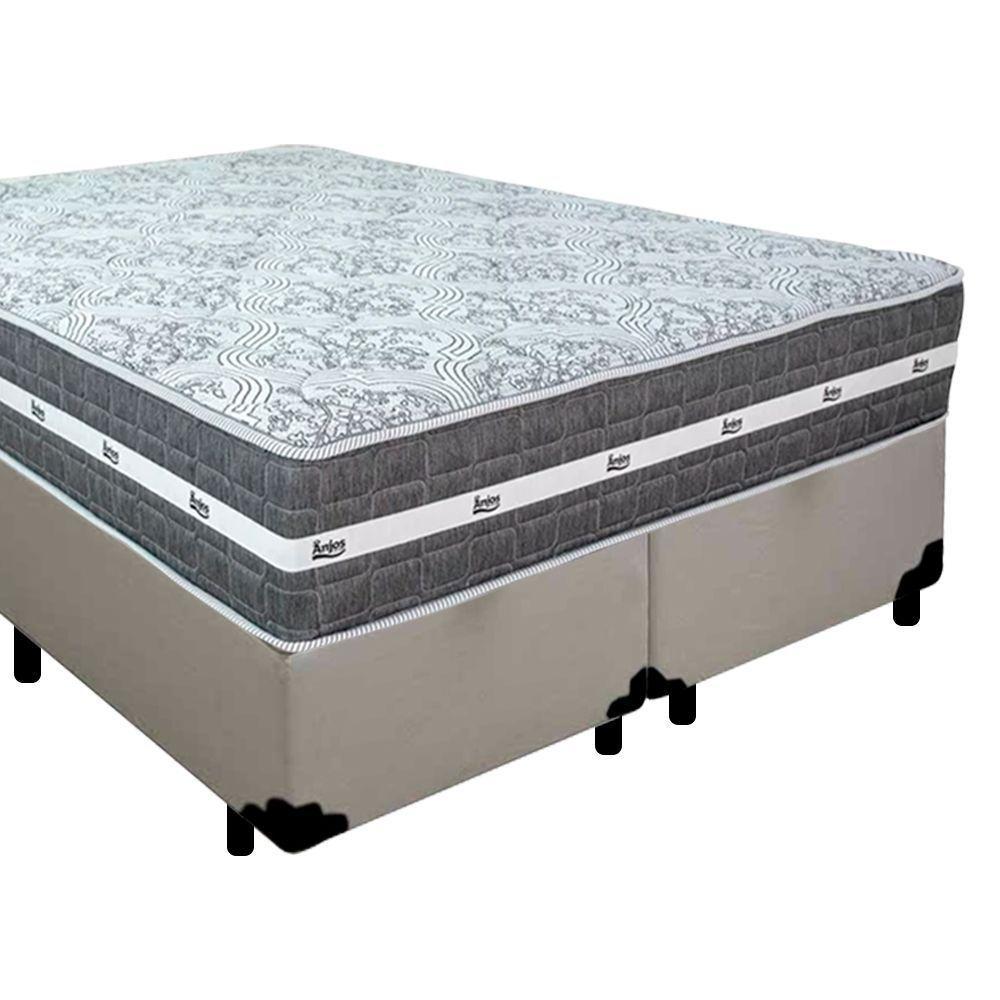 Cama Box Casal Bipartido Sintético + Colchão Anjos Black Graphite Molas Ensacadas 138x188x64cm Branco - 7