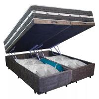 Cama Box Baú Casal Bipartido Suede + Colchão Anjos Black Graphite Molas Ensacadas 138x188x64cm Marrom - 5