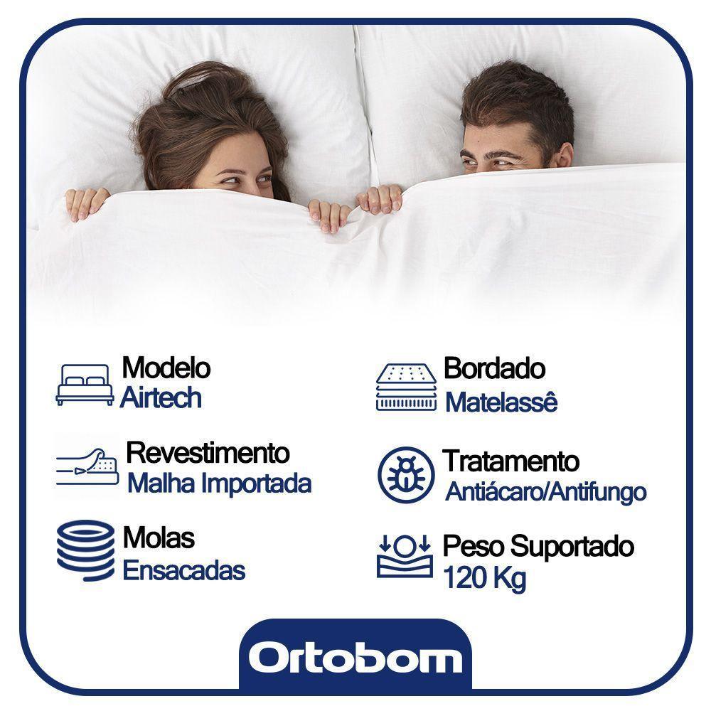 Cama Box Baú Queen Sintético Bipartido + Colchão Ortobom Airtech Molas Ensacadas 158x198x65 Marrom - 4