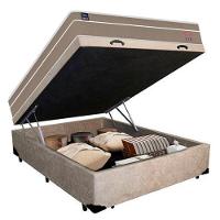 Cama Box Baú Casal Suede + Colchão Lis Molas Ensacadas Plumatex 138x188x64cm Bege - 5