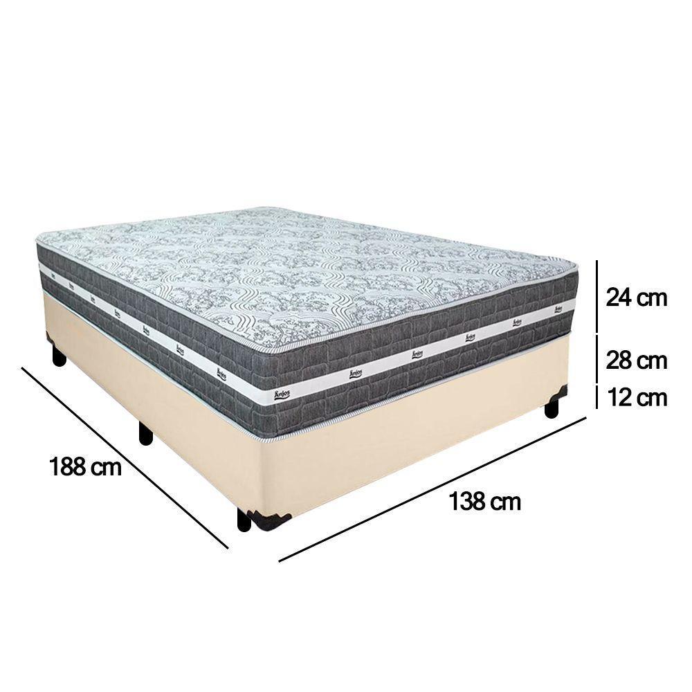 Cama Box Casal Sintético + Colchão Anjos Black Graphite Molas Ensacadas 138x188x64cm Bege - 4