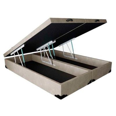 Cama Box Baú Casal Bipartido Loja Xerife Suede Bege 41x138x188