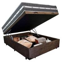 Cama Box Baú Casal Suede + Colchão Anjos Black Graphite Molas Ensacadas 138x188x64cm Marrom - 5