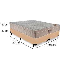 Cama Box King Bipartido Sintético + Colchão Ortobom Airtech Molas Ensacadas 193x203x65 Bege - 2