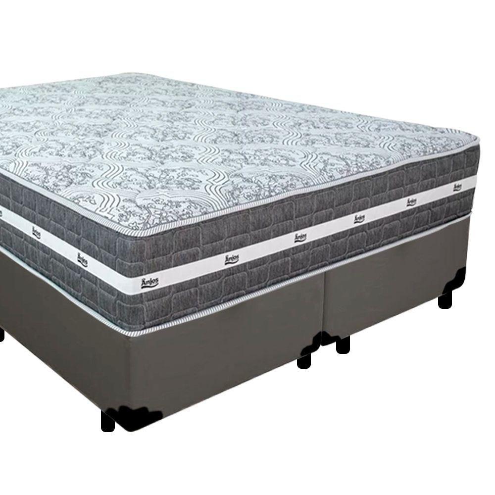 Cama Box Casal Bipartido Sintético + Colchão Anjos Black Graphite Molas Ensacadas 138x188x64cm Cinza - 7