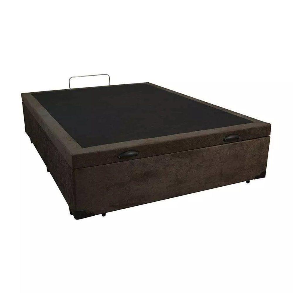Cama Box Baú Casal Xerife Móveis Suede Marrom 41x138x188 - 2