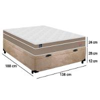 Cama Box Baú Casal Suede + Colchão Lis Molas Ensacadas Plumatex Bege - 3