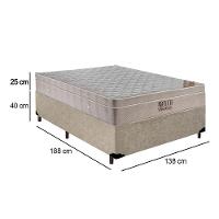 Cama Box Casal Suede + Colchão Ortobom Airtech Molas Ensacadas 138x188x65 Bege - 3