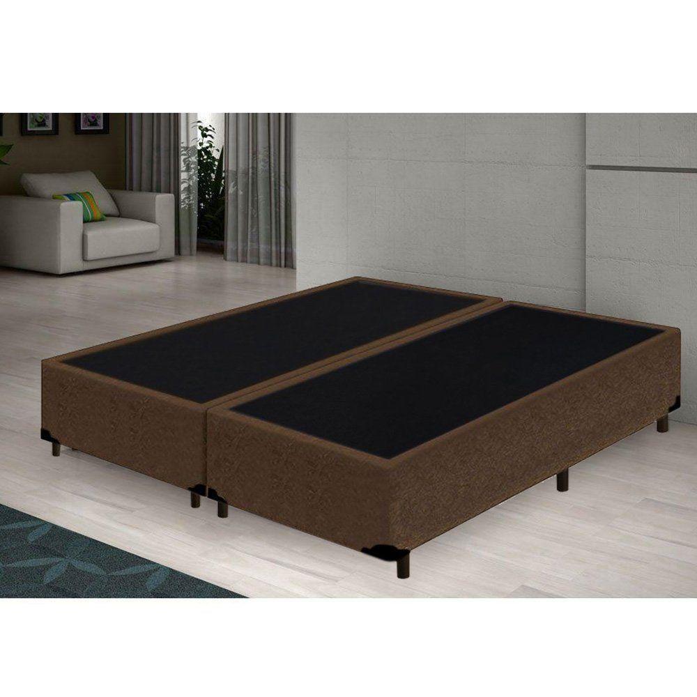 Cama Box Casal Bipartido Xerife Móveis Suede Marrom 40x138x188 - 2
