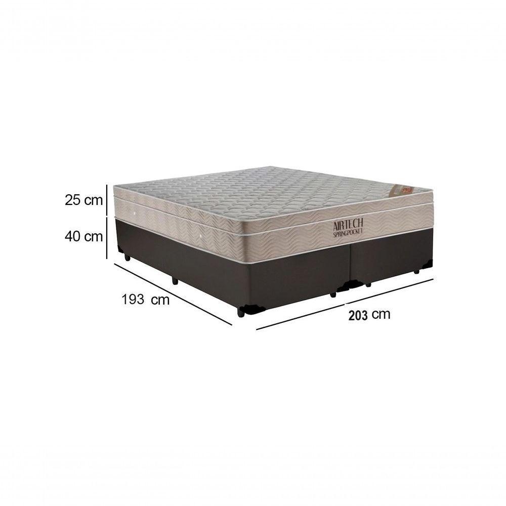 Cama Box King Bipartido Sintético + Colchão Ortobom Airtech Molas Ensacadas 193x203x65 Marrom - 3