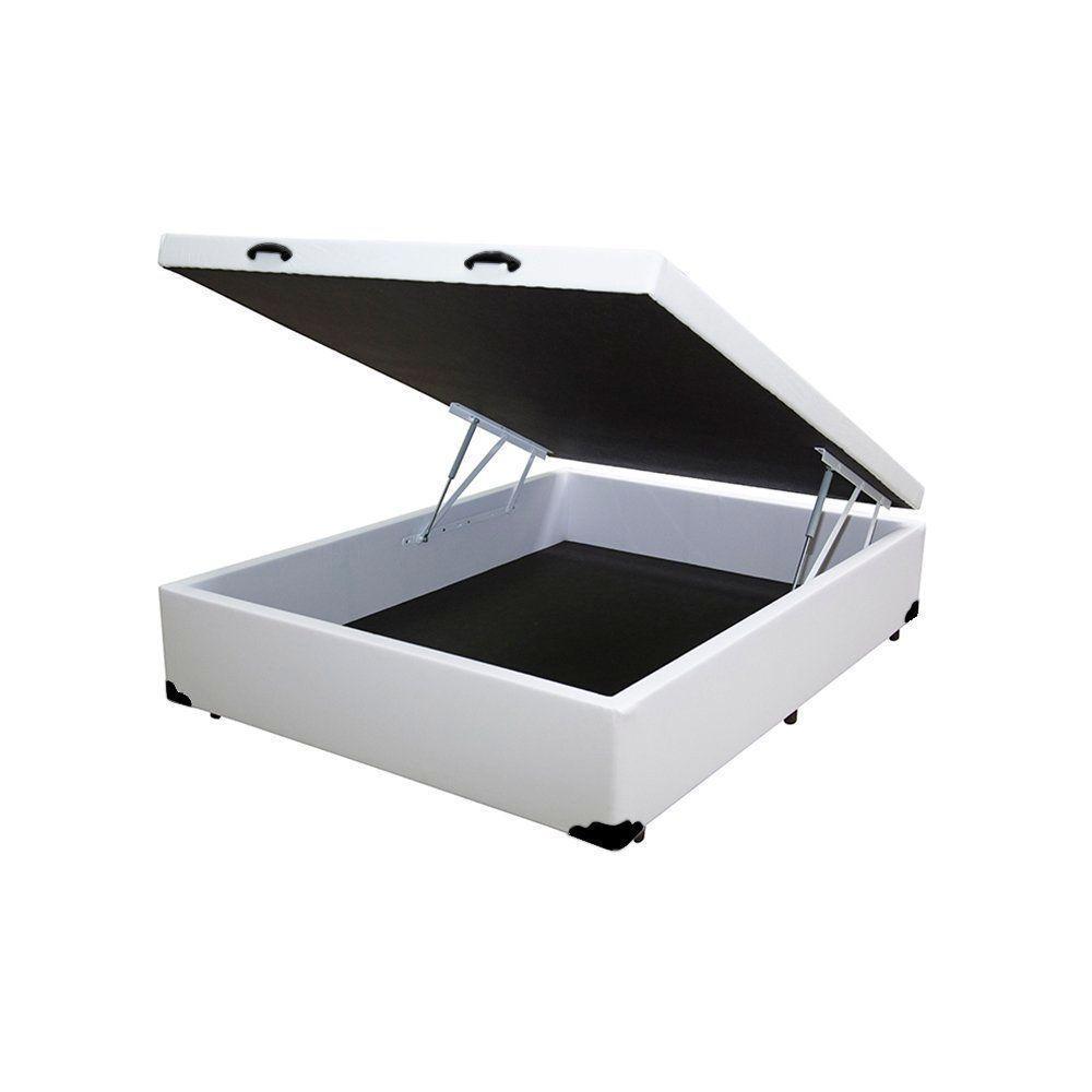 Cama Box Baú Viúva Loja Xerife Sintético Branco 41x128x188 - 1