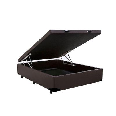 Cama Box Baú Blindado Casal Xerife Móveis Sintético Marrom 41x138x188