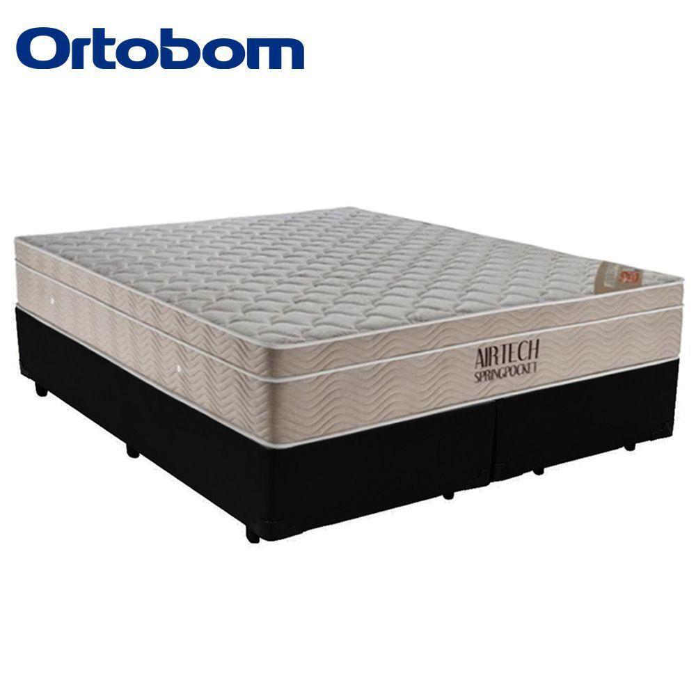 Cama Box King Bipartido Sintético + Colchão Ortobom Airtech Molas Ensacadas 193x203x65 Preto - 7