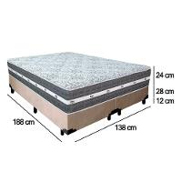 Cama Box Casal Bipartido Suede + Colchão Anjos Black Graphite Molas Ensacadas 138x188x64cm Bege - 3