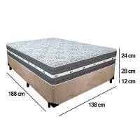 Cama Box Casal Suede + Colchão Anjos Black Graphite Molas Ensacadas 138x188x64cm Bege - 3