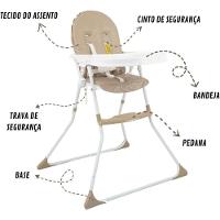 Cadeira De Alimentação Galzerano Para Bebê Alta Nick 5025 Até 23kg Sand - 5