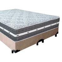 Cama Box Casal Bipartido Suede + Colchão Anjos Black Graphite Molas Ensacadas 138x188x64cm Bege - 5