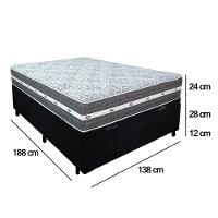 Cama Box Baú Casal Suede + Colchão Anjos Black Graphite Molas Ensacadas 138x188x64cm Preto