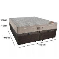 Cama Box Baú Queen Suede Bipartido + Colchão Ortobom Airtech Molas Ensacadas 158x198x65 Marrom - 3