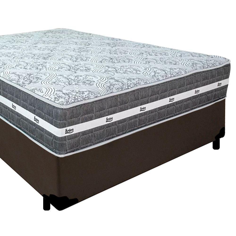 Cama Box Casal Sintético + Colchão Anjos Black Graphite Molas Ensacadas 138x188x64cm Marrom - 7