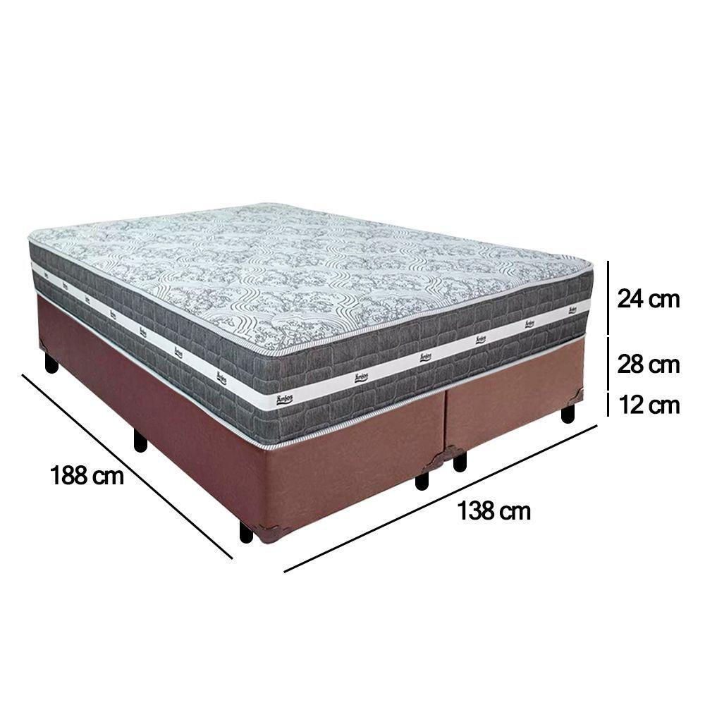Cama Box Casal Bipartido Sintético + Colchão Anjos Black Graphite Molas Ensacadas 138x188x64cm Marrom - 3