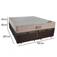 Cama Box Baú King Suede Bipartido + Colchão Ortobom Airtech Molas Ensacadas 193x203x65 Marrom - 3