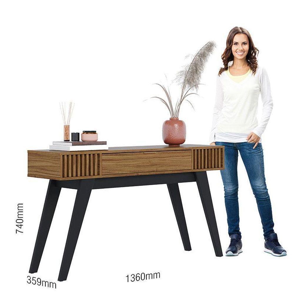 Mesa De Centro Jeri Noce Milano Preto Acetinado Com Aparador Para Sala Riviera Noce Milano – Colibri - 6