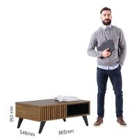 Mesa De Centro Jeri Noce Milano Preto Acetinado Com Aparador Para Sala Riviera Noce Milano – Colibri - 3