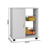 Fruteira Balcão De Cozinha 1 Porta Branco Com Rodízios Luxo - 3