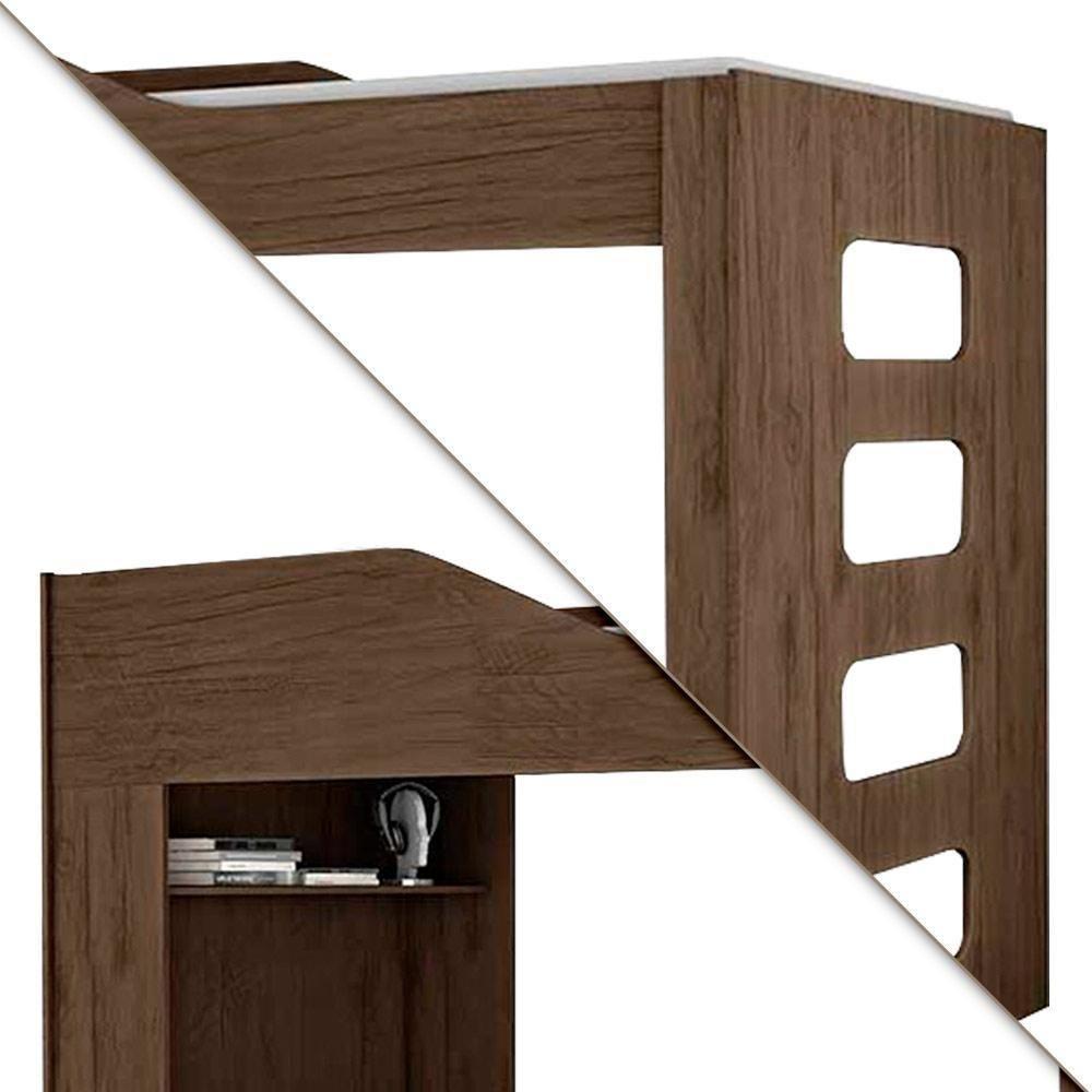 Treliche Beliche Com Cama Auxiliar 2 Em 1 Com Prateleira Amendoa - 2