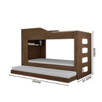 Treliche Beliche Com Cama Auxiliar 2 Em 1 Com Prateleira Amendoa - 3
